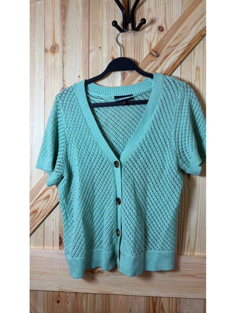 Lane Bryant Mint Green Short Sleeve Knit Cardigan Sweater Size 10/12